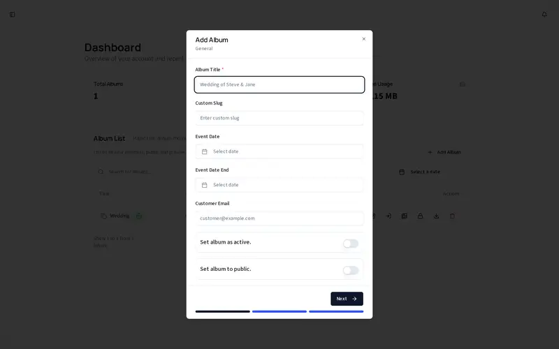 OM Gallery - Screenshot Upload und Medienorganisation