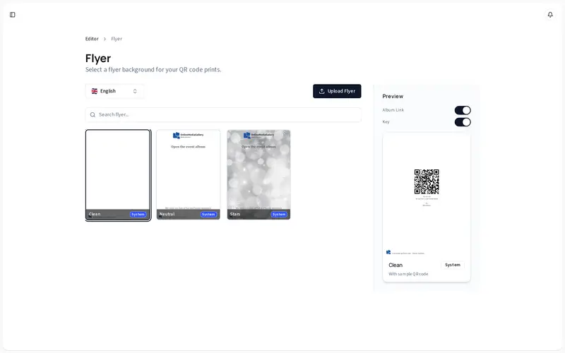 OM Gallery - Screenshot Flyer-Verwaltung